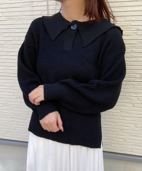 CLEA(クレア)の「セーラーカラーニット〇(ニット/セーター・レディース・ホワイト/ブラック/グレー/グリーン/モカ・FREE)」の16枚目の写真