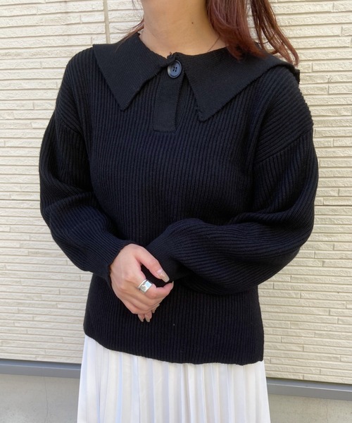 CLEA(クレア)の「セーラーカラーニット〇(ニット/セーター・レディース・ホワイト/ブラック/グレー/グリーン/モカ・FREE)」の17枚目の写真