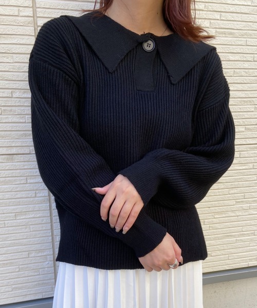 CLEA(クレア)の「セーラーカラーニット〇(ニット/セーター・レディース・ホワイト/ブラック/グレー/グリーン/モカ・FREE)」の18枚目の写真