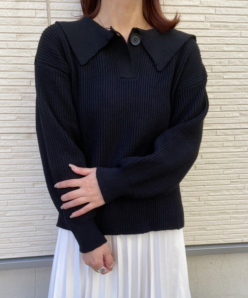 CLEA(クレア)の「セーラーカラーニット〇(ニット/セーター・レディース・ホワイト/ブラック/グレー/グリーン/モカ・FREE)」の20枚目の写真