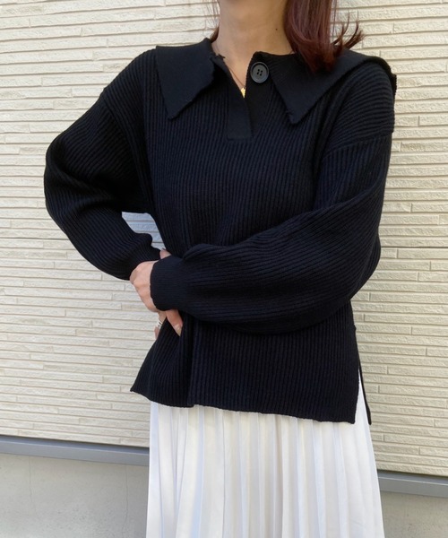 CLEA(クレア)の「セーラーカラーニット〇(ニット/セーター・レディース・ホワイト/ブラック/グレー/グリーン/モカ・FREE)」の21枚目の写真