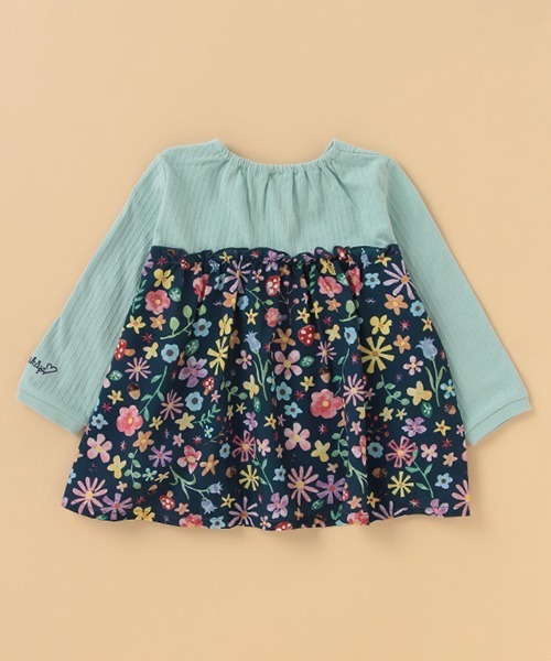 kladskap（クレードスコープ）の「【別注】花柄切替長袖チュニック（チュニック・キッズ・グリーン/レンガ・120cm/90cm/100cm/110cm/80ｃｍ）」の10枚目の写真