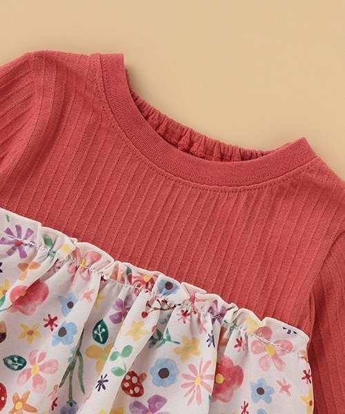 kladskap（クレードスコープ）の「【別注】花柄切替長袖チュニック（チュニック・キッズ・グリーン/レンガ・120cm/90cm/100cm/110cm/80ｃｍ）」の7枚目の写真