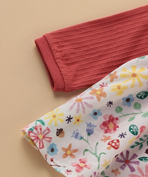 kladskap（クレードスコープ）の「【別注】花柄切替長袖チュニック（チュニック・キッズ・グリーン/レンガ・120cm/90cm/100cm/110cm/80ｃｍ）」の6枚目の写真