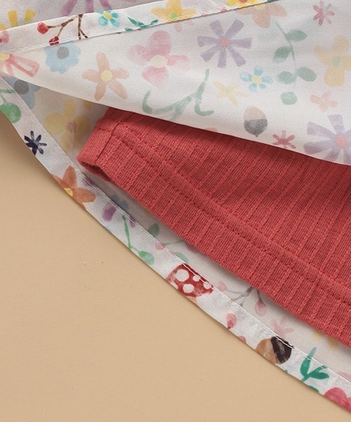 kladskap（クレードスコープ）の「【別注】花柄切替長袖チュニック（チュニック・キッズ・グリーン/レンガ・120cm/90cm/100cm/110cm/80ｃｍ）」の5枚目の写真