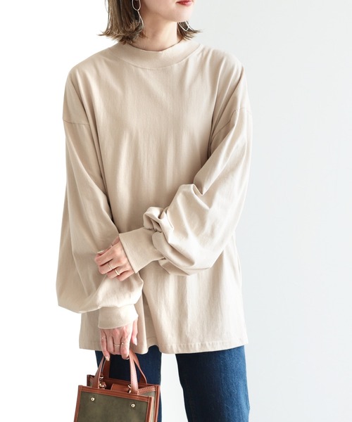 reca（レカ）の「ボリューム袖カットソー（Tシャツ/カットソー・レディース・ブラック/ベージュ/カーキ・FREE）」の2枚目の写真