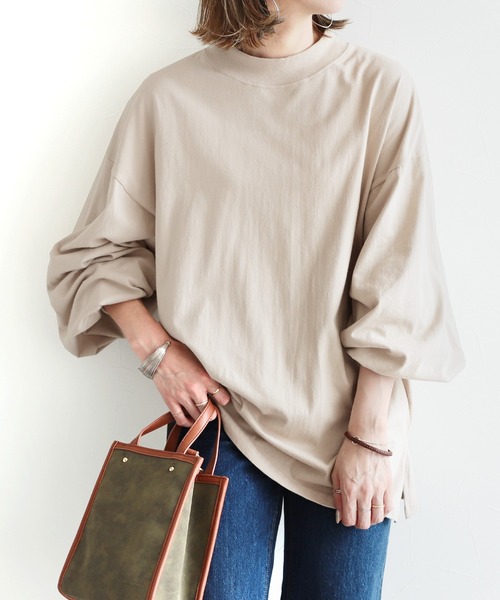 reca（レカ）の「ボリューム袖カットソー（Tシャツ/カットソー・レディース・ブラック/ベージュ/カーキ・FREE）」の8枚目の写真