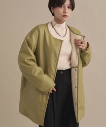 NEUNA | 2wayリバーシブル/ノーカラーレザーボアジャケット(ダウンジャケット/コート)