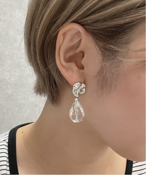 apres jour mignon(アプレジュールミニョン)の「【apresjour mignon×ARIAZ】ドロップクリアピアス(ピアス(両耳用)・レディース・シルバー/ゴールド・ONESIZE)」の1枚目の写真