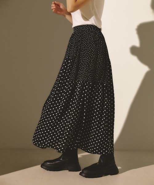 Bou Jeloud（ブージュルード）の「アソート柄変形ティアードスカート（スカート・レディース・ブラック/カーキ・38）」の3枚目の写真