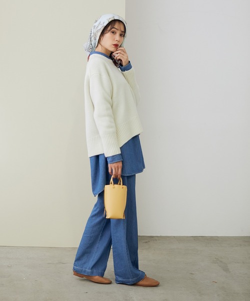 ROPE'（ロペ）の「【一部WEB限定】タスマニアウールクルーネックフォルムニット（ニット/セーター・レディース・チャコールグレー/ホワイト/ダークブラウン/サックスブルー/ラベンダー/ピンク/イエロー/ピンク系その他2/ブラウン/ミント・38）」の20枚目の写真