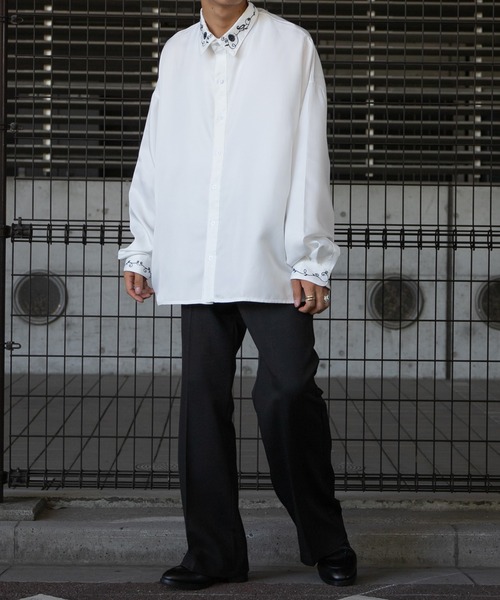 kutir（クティール）の「フラワー刺繍オーバーシャツ（シャツ/ブラウス・メンズ・ブラック/ホワイト・MEDIUM/LARGE）」の12枚目の写真