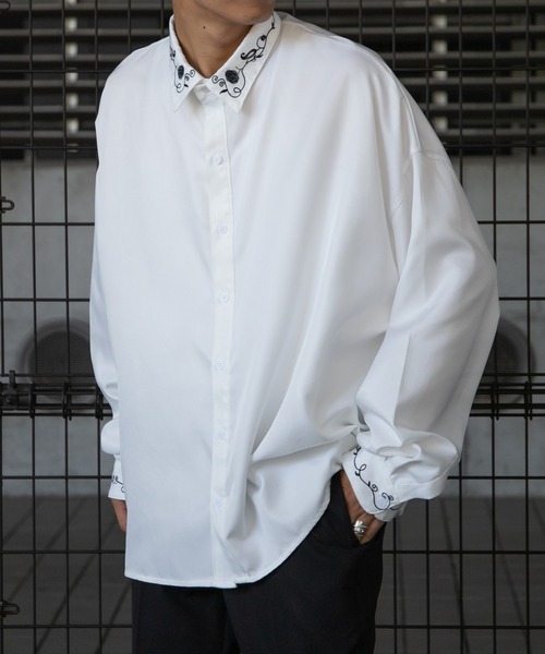 kutir（クティール）の「フラワー刺繍オーバーシャツ（シャツ/ブラウス・メンズ・ブラック/ホワイト・MEDIUM/LARGE）」の13枚目の写真