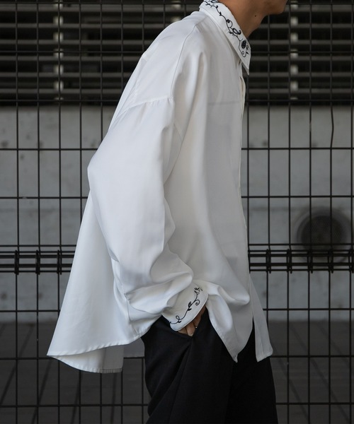 kutir（クティール）の「フラワー刺繍オーバーシャツ（シャツ/ブラウス・メンズ・ブラック/ホワイト・MEDIUM/LARGE）」の17枚目の写真