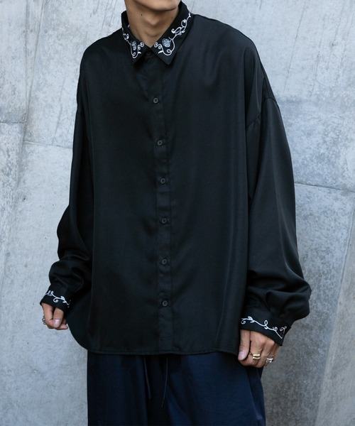 kutir（クティール）の「フラワー刺繍オーバーシャツ（シャツ/ブラウス・メンズ・ブラック/ホワイト・MEDIUM/LARGE）」の18枚目の写真