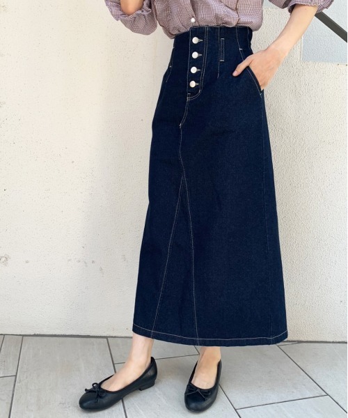 OLIVE des OLIVE（オリーブデオリーブ）の「【WEB限定】スタイル良く見せロングスカート（スカート・レディース・ブラック/ベージュ/ワンウォッシュ・SMALL/MEDIUM）」の7枚目の写真