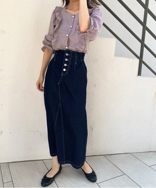 OLIVE des OLIVE（オリーブデオリーブ）の「【WEB限定】スタイル良く見せロングスカート（スカート・レディース・ブラック/ベージュ/ワンウォッシュ・SMALL/MEDIUM）」の8枚目の写真