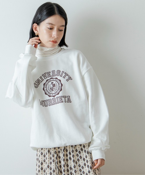 GILDAN(ギルダン)の「GILDANエンブレムカレッジロゴオーバーサイズスウェット(スウェット・レディース・杢グレー/ダークグリーン/ホワイト/ネイビー/ベージュ・MEDIUM/LARGE)」の9枚目の写真
