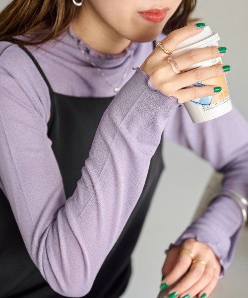 DISCOAT（ディスコート）の「【ZOZO限定】シアーネットタートルプルオーバー（Tシャツ/カットソー・レディース・ブルー/ブラック/ホワイト/グレー/パープル/グリーン系その他2/ブルー系その他/パープル系その他/ブラウン/グリーン/オレンジ/ブルー系その他2/ピンク・FREE）」の10枚目の写真