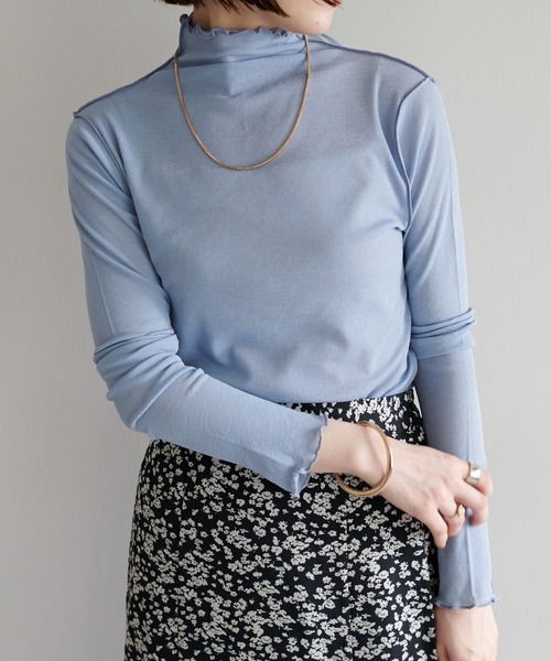 DISCOAT（ディスコート）の「【ZOZO限定】シアーネットタートルプルオーバー（Tシャツ/カットソー・レディース・ブルー/ブラック/ホワイト/グレー/パープル/グリーン系その他2/ブルー系その他/パープル系その他/ブラウン/グリーン/オレンジ/ブルー系その他2/ピンク・FREE）」の8枚目の写真