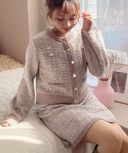 MAJESTIC LEGON(マジェスティックレゴン)の「ツイードライクニットカーディガン(ニット/セーター・レディース・ブラック系その他/ベージュ系その他2・MEDIUM)」の2枚目の写真