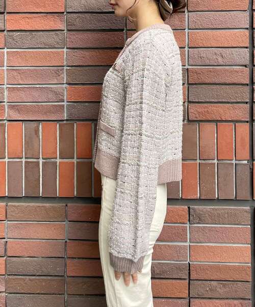 MAJESTIC LEGON(マジェスティックレゴン)の「ツイードライクニットカーディガン(ニット/セーター・レディース・ブラック系その他/ベージュ系その他2・MEDIUM)」の5枚目の写真