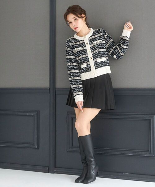 MAJESTIC LEGON(マジェスティックレゴン)の「ツイードライクニットカーディガン(ニット/セーター・レディース・ブラック系その他/ベージュ系その他2・MEDIUM)」の9枚目の写真