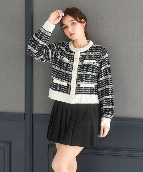 MAJESTIC LEGON(マジェスティックレゴン)の「ツイードライクニットカーディガン(ニット/セーター・レディース・ブラック系その他/ベージュ系その他2・MEDIUM)」の11枚目の写真