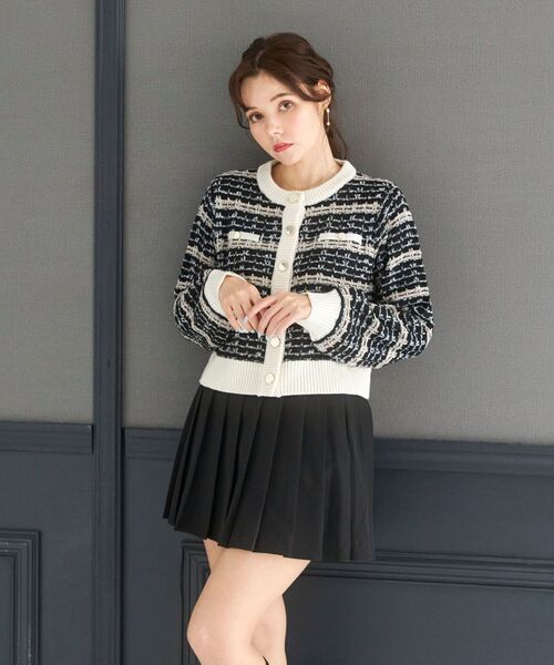 MAJESTIC LEGON(マジェスティックレゴン)の「ツイードライクニットカーディガン(ニット/セーター・レディース・ブラック系その他/ベージュ系その他2・MEDIUM)」の12枚目の写真