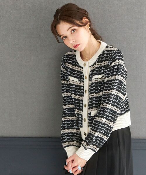 MAJESTIC LEGON(マジェスティックレゴン)の「ツイードライクニットカーディガン(ニット/セーター・レディース・ブラック系その他/ベージュ系その他2・MEDIUM)」の13枚目の写真