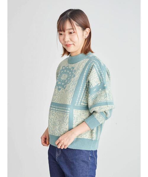 Furryrate(ファーリーレート)の「・furry rate フラワージャカードニット*(ニット/セーター・レディース・グリーン/ブラック/ラベンダー・FREE)」の6枚目の写真