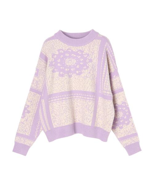 Furryrate(ファーリーレート)の「・furry rate フラワージャカードニット*(ニット/セーター・レディース・グリーン/ブラック/ラベンダー・FREE)」の4枚目の写真