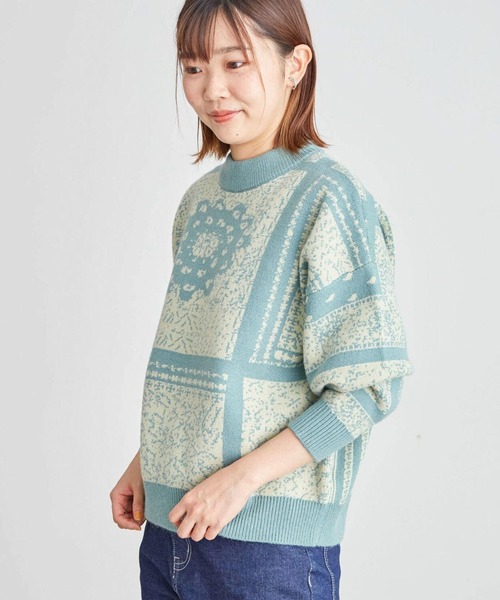 Furryrate(ファーリーレート)の「・furry rate フラワージャカードニット*(ニット/セーター・レディース・グリーン/ブラック/ラベンダー・FREE)」の3枚目の写真