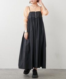 サスペンダー付タフタギャザースカート