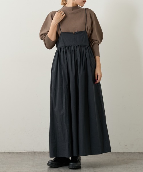 Omekashi（オメカシ）の「サスペンダー付タフタギャザースカート（スカート・レディース・ブラック/ベージュ・FREE）」の6枚目の写真