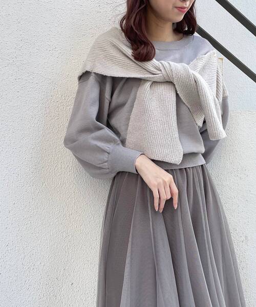 MAJESTIC LEGON（マジェスティックレゴン）の「カタマキドッキングニット（ニット/セーター・レディース・アイボリー/モカ/グレー・MEDIUM）」の3枚目の写真