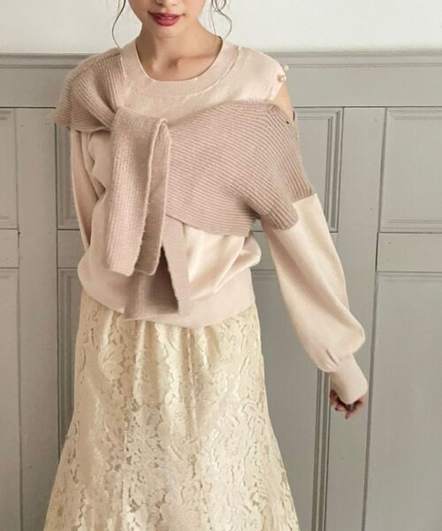 MAJESTIC LEGON（マジェスティックレゴン）の「カタマキドッキングニット（ニット/セーター・レディース・アイボリー/モカ/グレー・MEDIUM）」の2枚目の写真