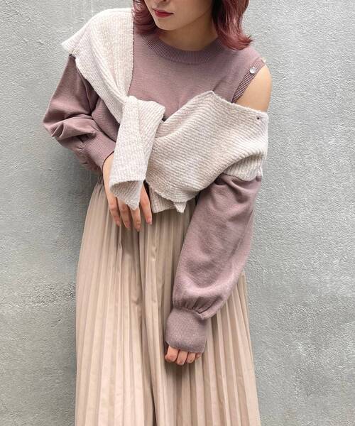 MAJESTIC LEGON（マジェスティックレゴン）の「カタマキドッキングニット（ニット/セーター・レディース・アイボリー/モカ/グレー・MEDIUM）」の7枚目の写真