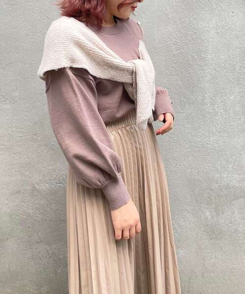 MAJESTIC LEGON（マジェスティックレゴン）の「カタマキドッキングニット（ニット/セーター・レディース・アイボリー/モカ/グレー・MEDIUM）」の9枚目の写真