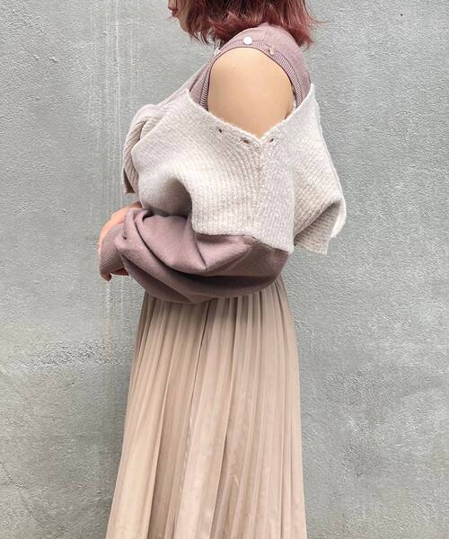 MAJESTIC LEGON（マジェスティックレゴン）の「カタマキドッキングニット（ニット/セーター・レディース・アイボリー/モカ/グレー・MEDIUM）」の8枚目の写真