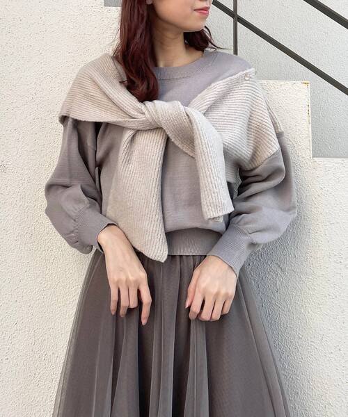 MAJESTIC LEGON（マジェスティックレゴン）の「カタマキドッキングニット（ニット/セーター・レディース・アイボリー/モカ/グレー・MEDIUM）」の4枚目の写真