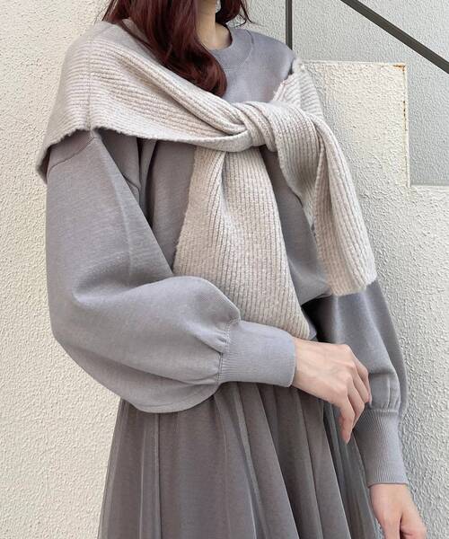 MAJESTIC LEGON（マジェスティックレゴン）の「カタマキドッキングニット（ニット/セーター・レディース・アイボリー/モカ/グレー・MEDIUM）」の5枚目の写真