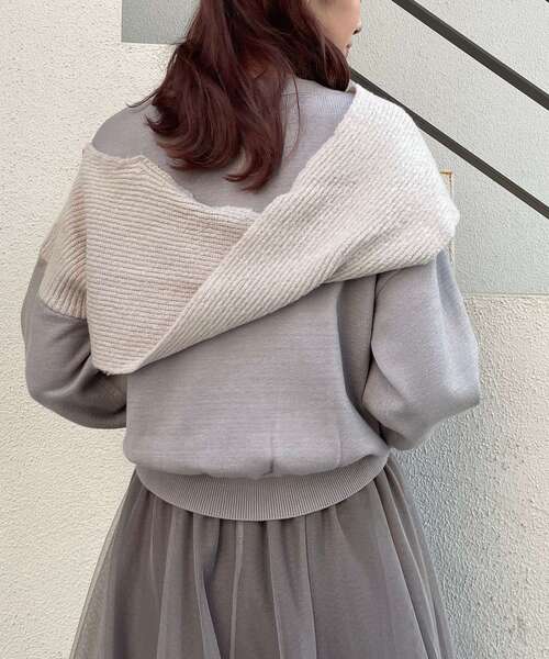 MAJESTIC LEGON（マジェスティックレゴン）の「カタマキドッキングニット（ニット/セーター・レディース・アイボリー/モカ/グレー・MEDIUM）」の10枚目の写真