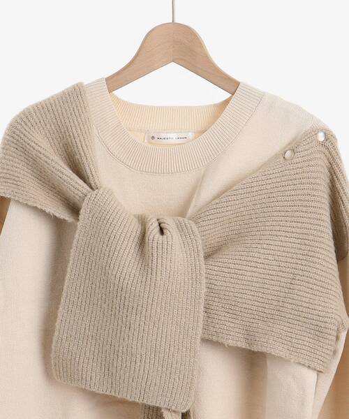 MAJESTIC LEGON（マジェスティックレゴン）の「カタマキドッキングニット（ニット/セーター・レディース・アイボリー/モカ/グレー・MEDIUM）」の18枚目の写真