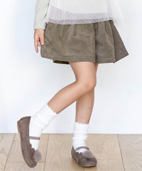 apres les cours（アプレレクール）の「WEB限定 コール天キュロット（その他パンツ・キッズ・サーモンピンク/ベージュ/パープル/ブラウン/ミント・120/100/130/110/80/90/140）」の2枚目の写真