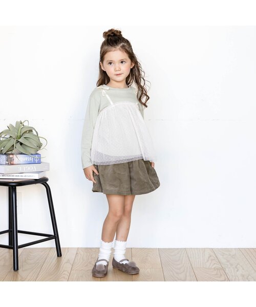 apres les cours（アプレレクール）の「WEB限定 コール天キュロット（その他パンツ・キッズ・サーモンピンク/ベージュ/パープル/ブラウン/ミント・120/100/130/110/80/90/140）」の10枚目の写真