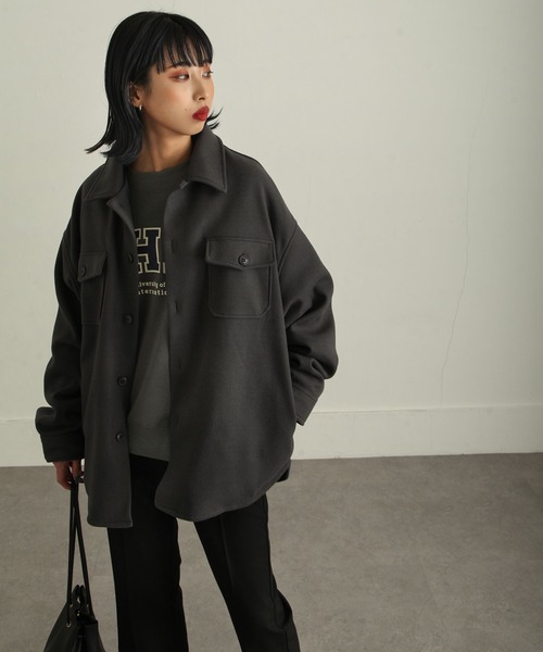 ZIP FIVE（ジップファイブ）の「【ZIP FIVE】ウールライクCPOジャケット（ブルゾン・メンズ・ブラック/ネイビー/カーキ/アイボリー/グレイッシュベージュ/チャコール・MEDIUM/LARGE）」の22枚目の写真