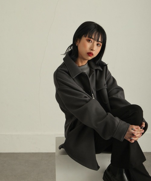 ZIP FIVE（ジップファイブ）の「【ZIP FIVE】ウールライクCPOジャケット（ブルゾン・メンズ・ブラック/ネイビー/カーキ/アイボリー/グレイッシュベージュ/チャコール・MEDIUM/LARGE）」の19枚目の写真