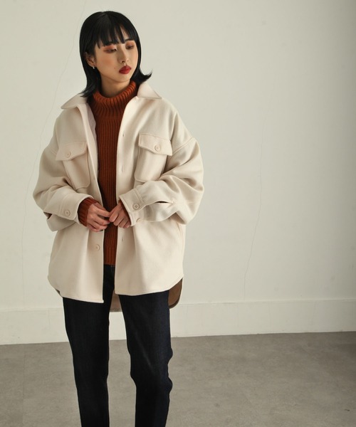 ZIP FIVE（ジップファイブ）の「【ZIP FIVE】ウールライクCPOジャケット（ブルゾン・メンズ・ブラック/ネイビー/カーキ/アイボリー/グレイッシュベージュ/チャコール・MEDIUM/LARGE）」の7枚目の写真