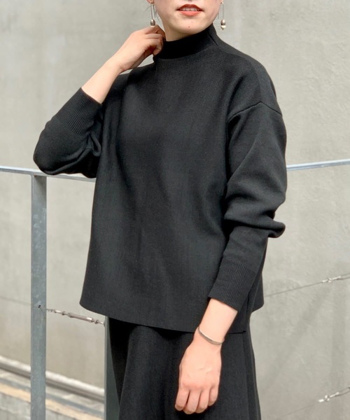 BEARDSLEY（ビアズリー）の「セットアップでもきられる　少しハリがあってきちんと感のでるボトルネックプルオーバー（Tシャツ/カットソー・レディース・ブラック/ベージュ・FREE）」の19枚目の写真